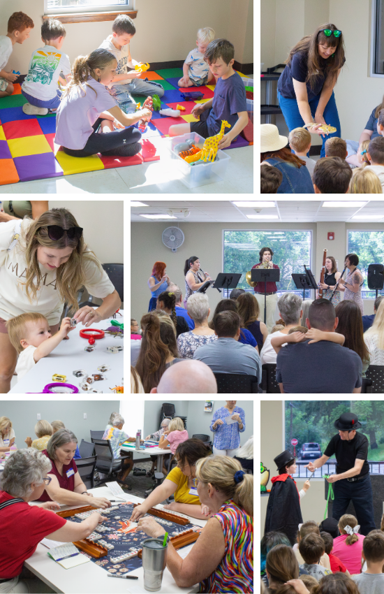 A collage of different events and age groups.